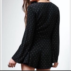 Ps Erin Watson black bell sleeve dotted romper